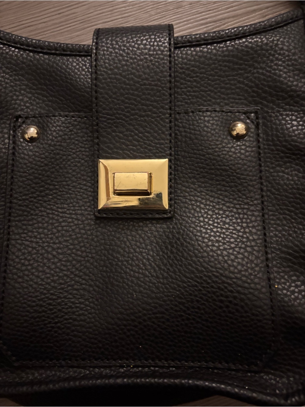 Steve Madden Black Leather Crossbody with Gold Hardware - Picture 2 of 5
